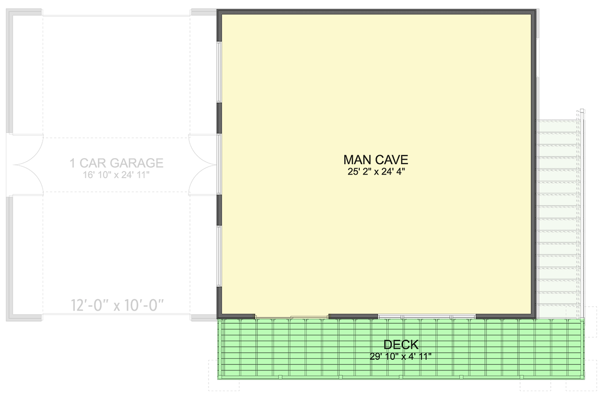 Plan 61622UT: 3-Car Contemporary Garage Plan with Upstairs Flex Room - 645 Sq Ft - Floor Plan - 2nd Floor - Contemporary