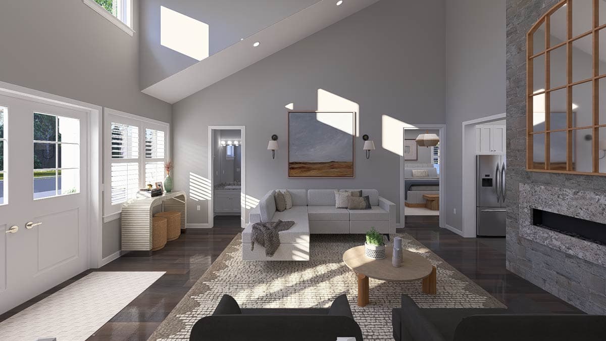 Plan 61624UT: Single-Story Shingle-Style House Plan with Vaulted Family Room - 2444 Sq Ft - Image #8 - Cape Cod, Coastal, Shingle