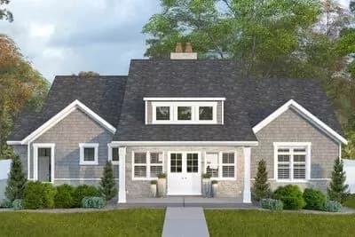 Single-Story Shingle-Style House Plan with Vaulted Family Room - 2444 Sq Ft