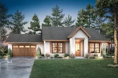 2 or 3 Bed Mountain Ranch House Plan with Vaulted Great Room - 1755 Sq Ft