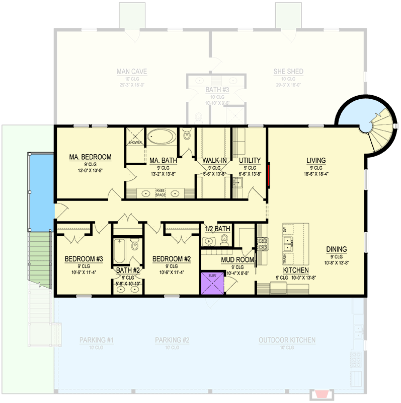 Plan 170007ADS: 3-Bedroom Barn-Style House Plan with Silo Staircase and Massive Workshop Garage  - 3171 Sq Ft - Floor Plan - 2nd Floor - Barndominium, Country, Farmhouse