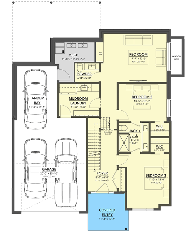 Plan 144116UPR: Two-Story Modern Farmhouse Plan with Upside Down Floor Plan - 2857 Sq Ft - Floor Plan - Main Level - Modern Farmhouse, New American, Northwest