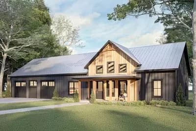 3-Bed Barndominium House Plan with Oversized 4-Car Garage - 1962 Sq Ft
