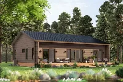 3-Bedroom Ranch Plan with Vaulted Living Area and Rear Patio