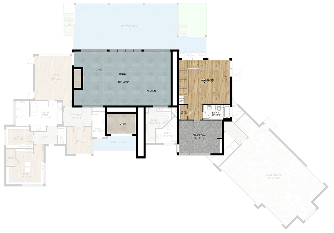 Plan 430142LY: 4-Bedroom Contemporary House Plan with Angled 4-Car Garage - 3908 Sq Ft - Floor Plan - 2nd Floor - Contemporary