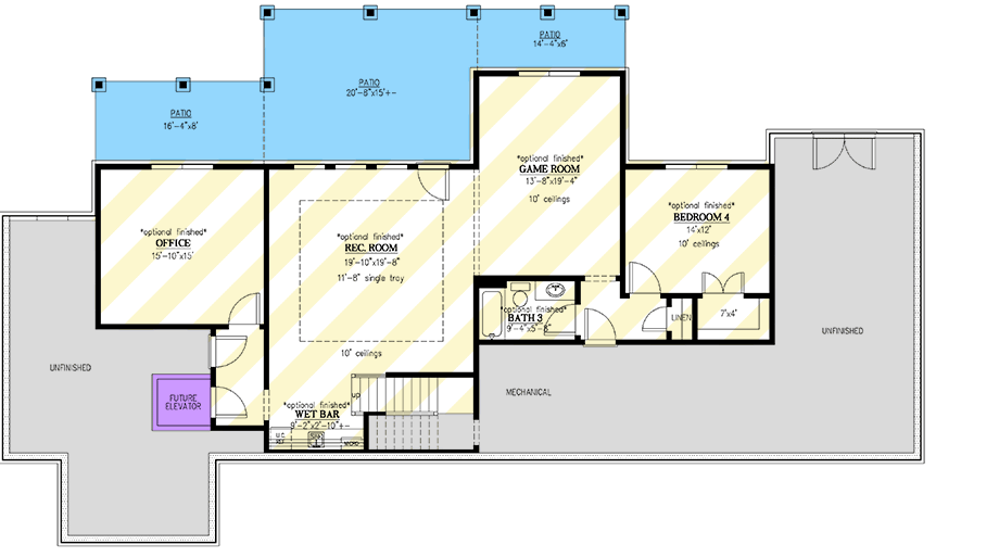 Plan 24420TW: 3-Bed New American House Plan with Outdoor Fireplace - 2802 Sq Ft - Floor Plan - Optional Walkout Basement (Paid Option $$) - Mountain, New American