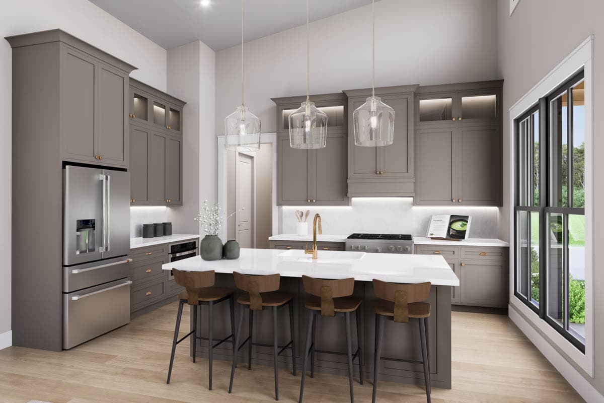 Plan 52003HZ: Modern Cottage-Style 2-Bed Barndo House Plan with Workshop Garage - Image #8 - Barndominium, Mid Century Modern, Modern, Modern Farmhouse