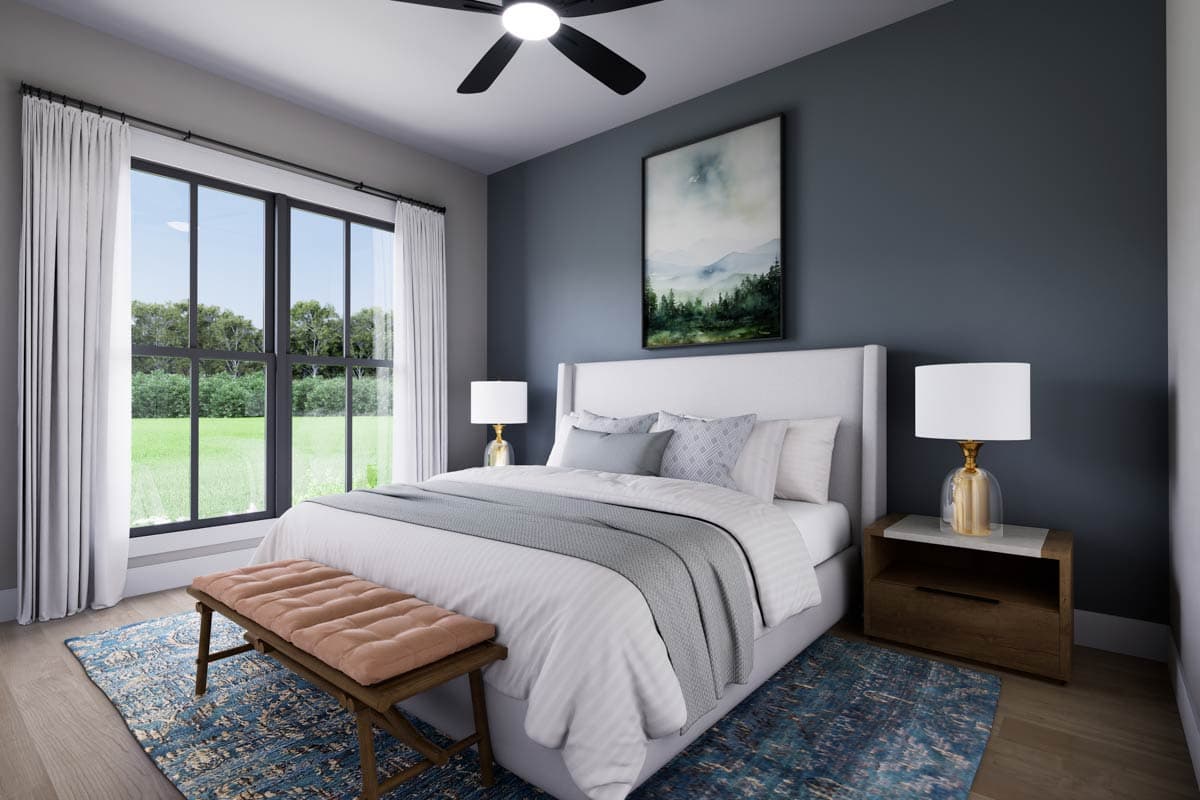 Plan 52003HZ: Modern Cottage-Style 2-Bed Barndo House Plan with Workshop Garage - Image #9 - Barndominium, Mid Century Modern, Modern, Modern Farmhouse