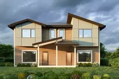 Two-Story Duplex House Plan with Symmetrical Units Each 1462 Sq Ft
