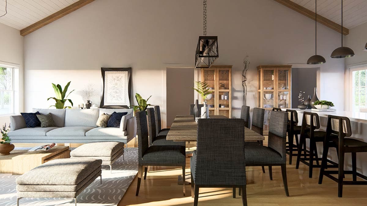 Plan 405008FDC: Vaulted One-Story Barndominium House Plan with 5-Bed Split Layout and Kid-Focused Wing - Image #6 - Barndominium, Rustic