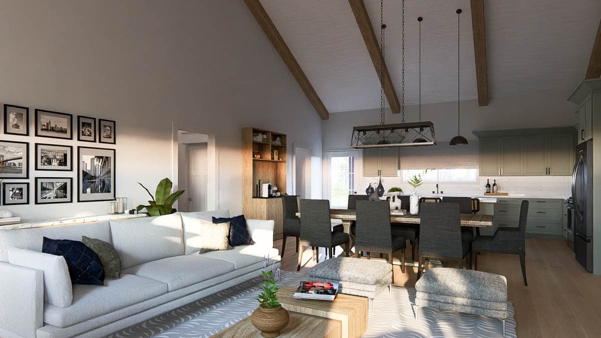 Plan 405008FDC: Vaulted One-Story Barndominium House Plan with 5-Bed Split Layout and Kid-Focused Wing - Image #7 - Barndominium, Rustic