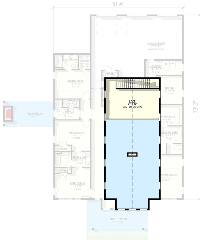 Plan 405016FDC: 4-Bedroom Barndominium-Style House Plan with Loft and 3-Car Garage - Floor Plan - 2nd Floor - Barndominium, Modern Farmhouse