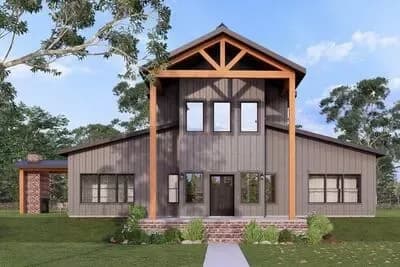 4-Bedroom Barndominium-Style House Plan with Loft and 3-Car Garage