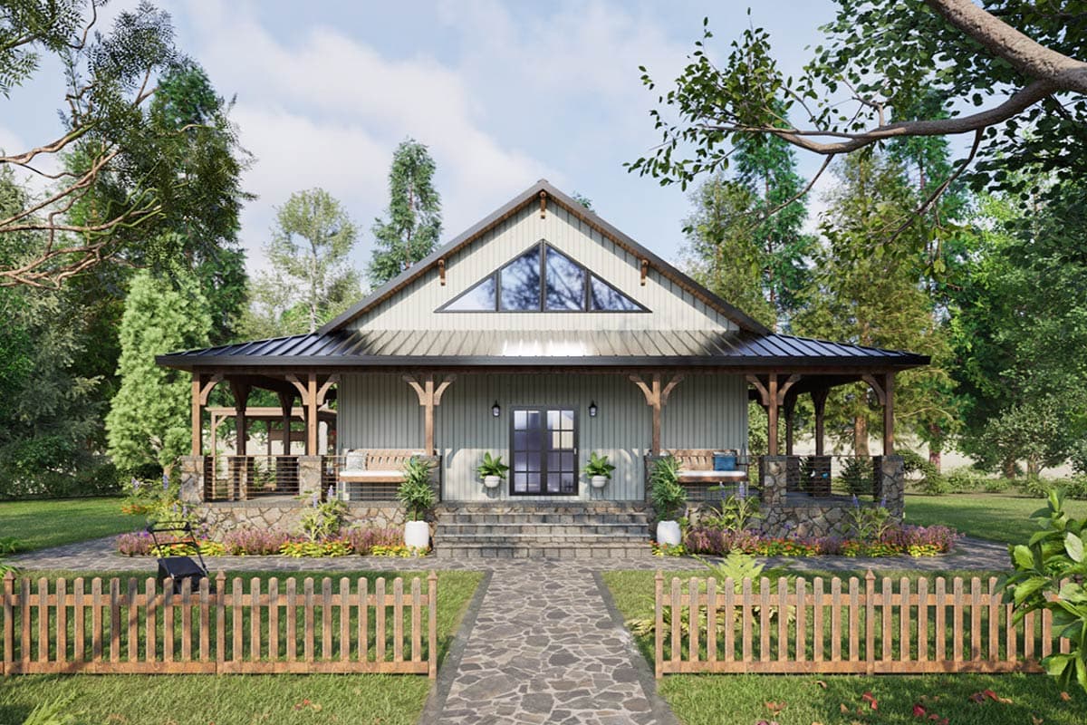 Plan 405021FDC: Charming 3-Bed Farmhouse Plan with Vaulted Living and Kitchen Spaces - Image #7 - Cottage, Country, Farmhouse