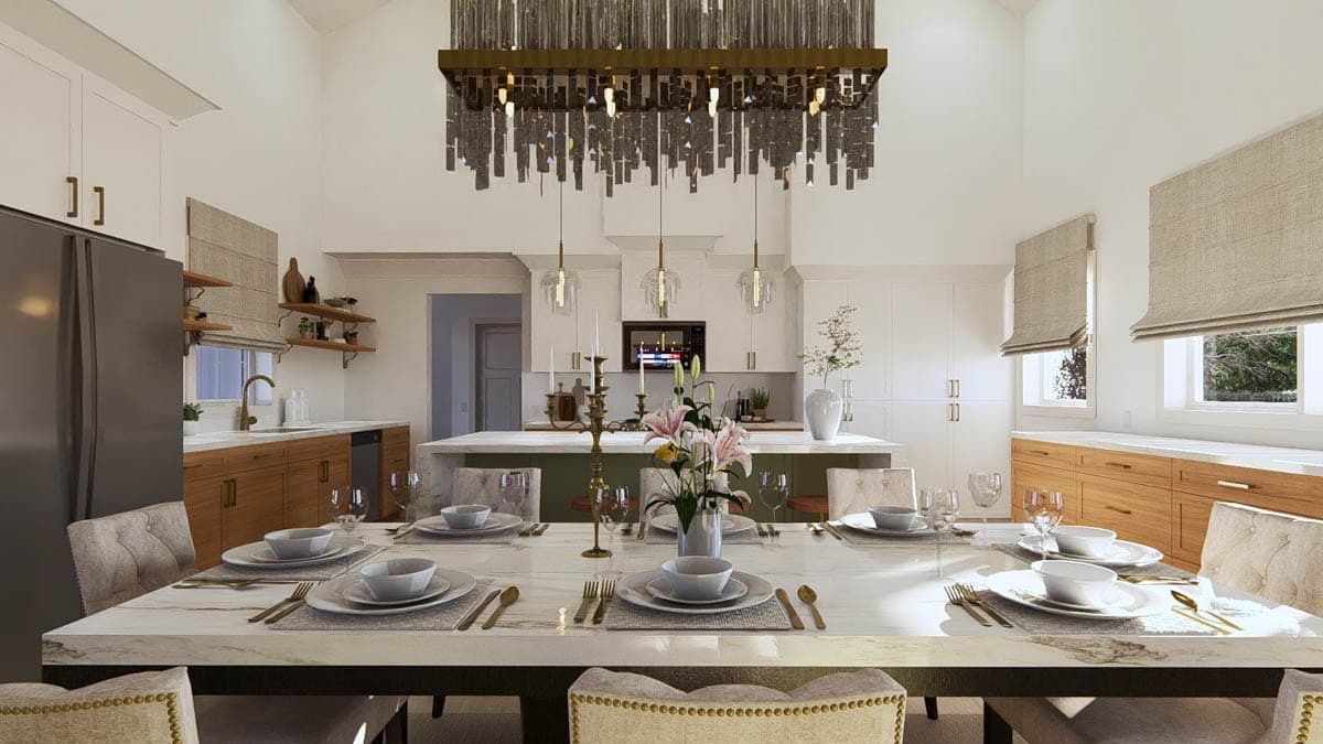 Plan 405023FDC: 4-Bedroom Barndominium Ranch House Plan with Vaulted Living and Dual Outdoor Spaces - Image #9 - Barndominium, Farmhouse, Ranch