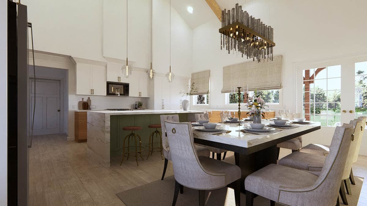 Plan 405023FDC: 4-Bedroom Barndominium Ranch House Plan with Vaulted Living and Dual Outdoor Spaces - Image #11 - Barndominium, Farmhouse, Ranch