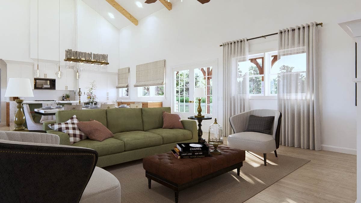 Plan 405023FDC: 4-Bedroom Barndominium Ranch House Plan with Vaulted Living and Dual Outdoor Spaces - Image #8 - Barndominium, Farmhouse, Ranch