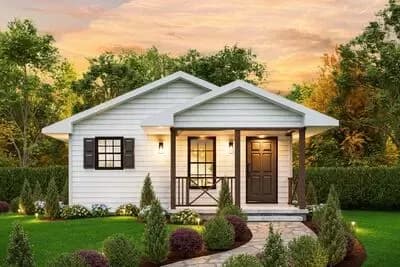 2-Bed Narrow Country Cottage House Plan Under 850 Sq Ft