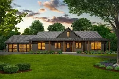 3-Bed Mountain Style House Plan with Expansive Front Porch - 2209 Sq Ft