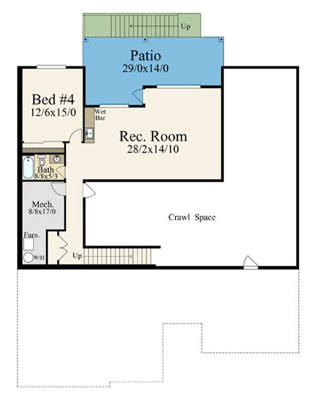 Plan 85464MS: 4 or 5 Bed Prairie-Style House Plan with Casita Space - 3742 Sq Ft - Floor Plan - Lower Level - Contemporary, Modern, Prairie