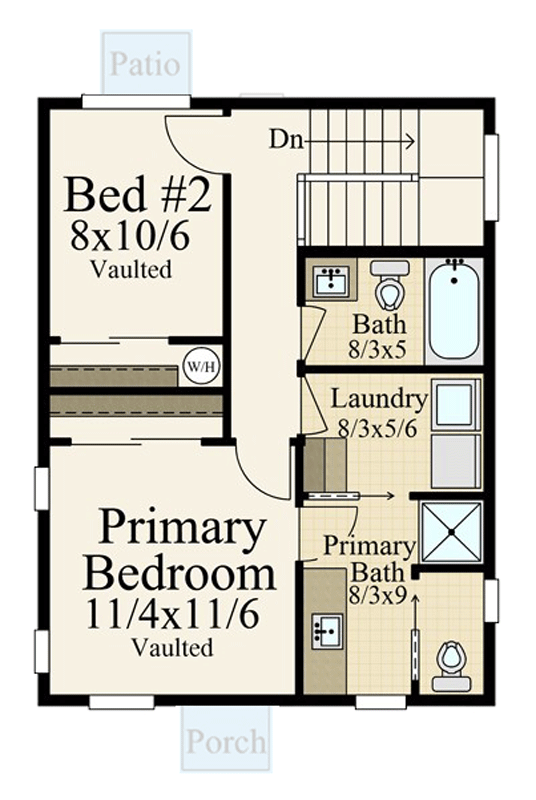 Plan 85466MS: 2-Bed Cozy Modern House Plan with Skillion Roof - 915 Sq Ft - Floor Plan - 2nd Floor - Contemporary, Modern