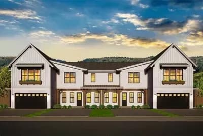 Two-Story Quadplex House Plan with Matching End Units and Middle Units
