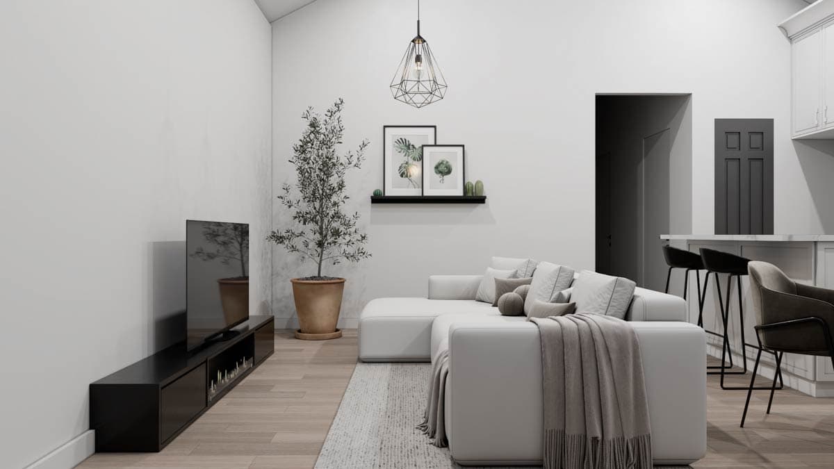 Plan 850008PKE: Narrow Scandinavian House Plan Under 1000 Sq Ft - Image #7 - Scandinavian