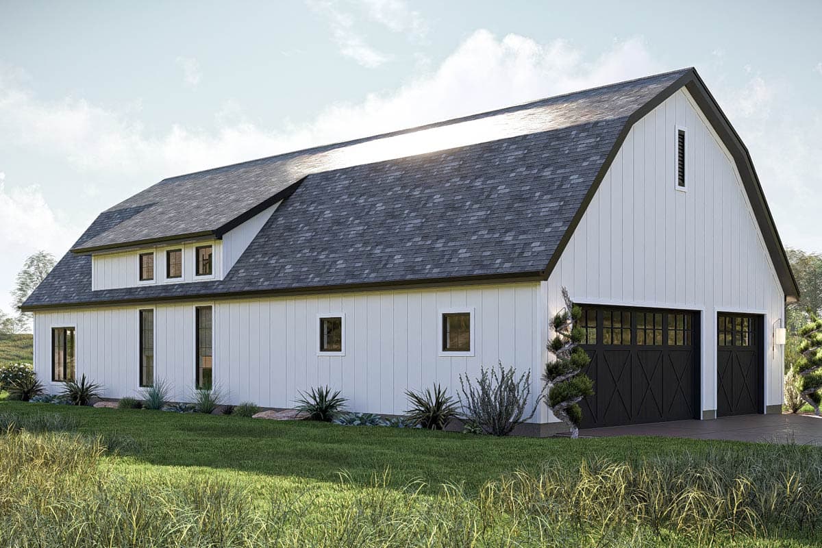 Plan 623515DJ: 2-Bed Barn-Style House Plan with Home Office - 1565 Sq Ft - Image #8 - Barndominium