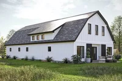 2-Bed Barn-Style House Plan with Home Office - 1565 Sq Ft