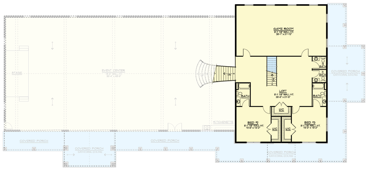 Plan 135355GRA: Two-Story Barndominium Plan with Oversized Event Room - 9800 Sq Ft - Floor Plan - 2nd Floor - Barndominium, Mountain