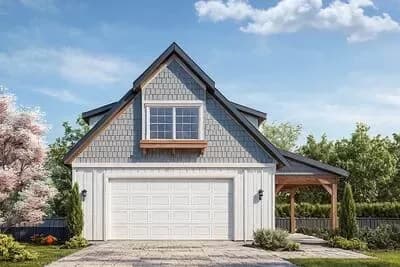 2-Car Garage Plan with Vaulted Flex Space and Workshop - 780 Sq Ft