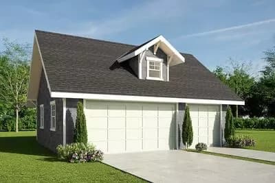 Shingle-Style Garage Plan with 3-Bays - 841 Sq Ft