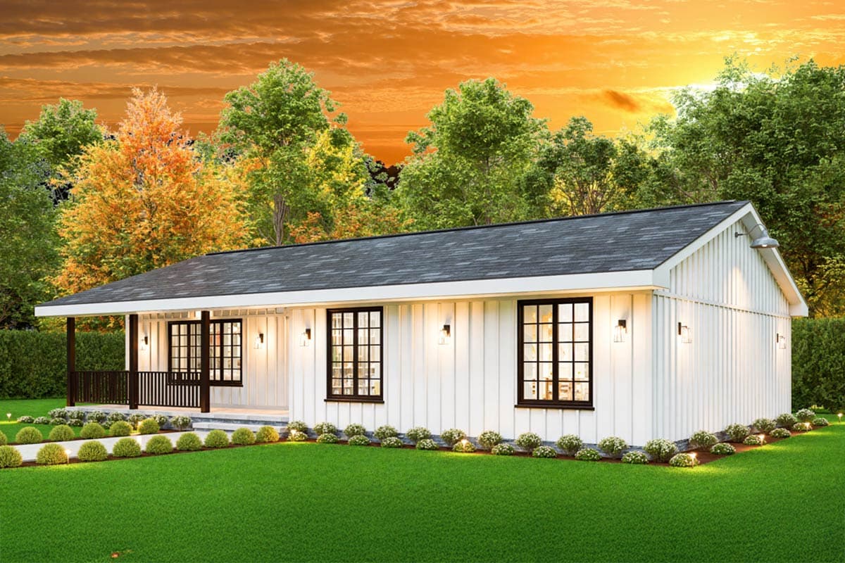Plan 25880GE: 3-Bed Ranch House Plan with Generous Front Porch - 1456 Sq Ft