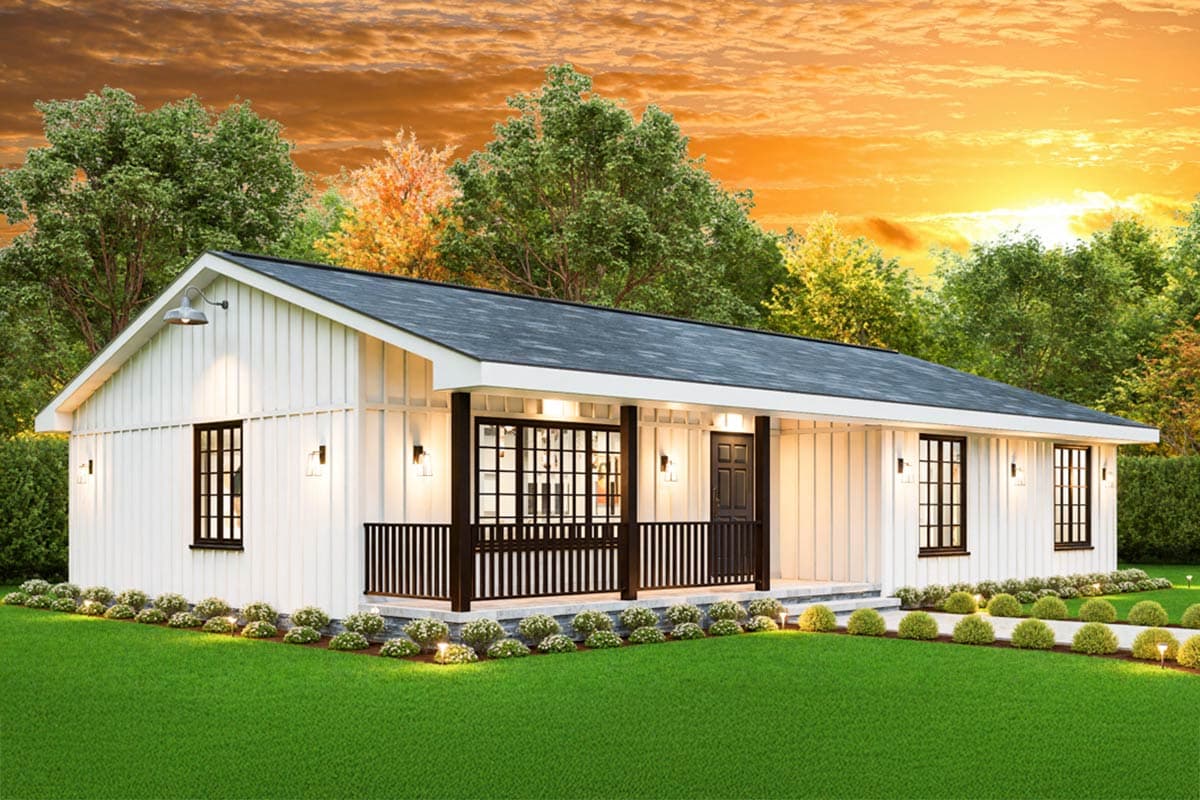 Plan 25880GE: 3-Bed Ranch House Plan with Generous Front Porch - 1456 Sq Ft