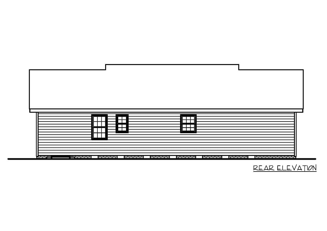 Plan 25881GE: 3-Bed Transitional Ranch House Plan with 1-Car Carport - 1027 Sq Ft - Image #5 - Ranch, Traditional