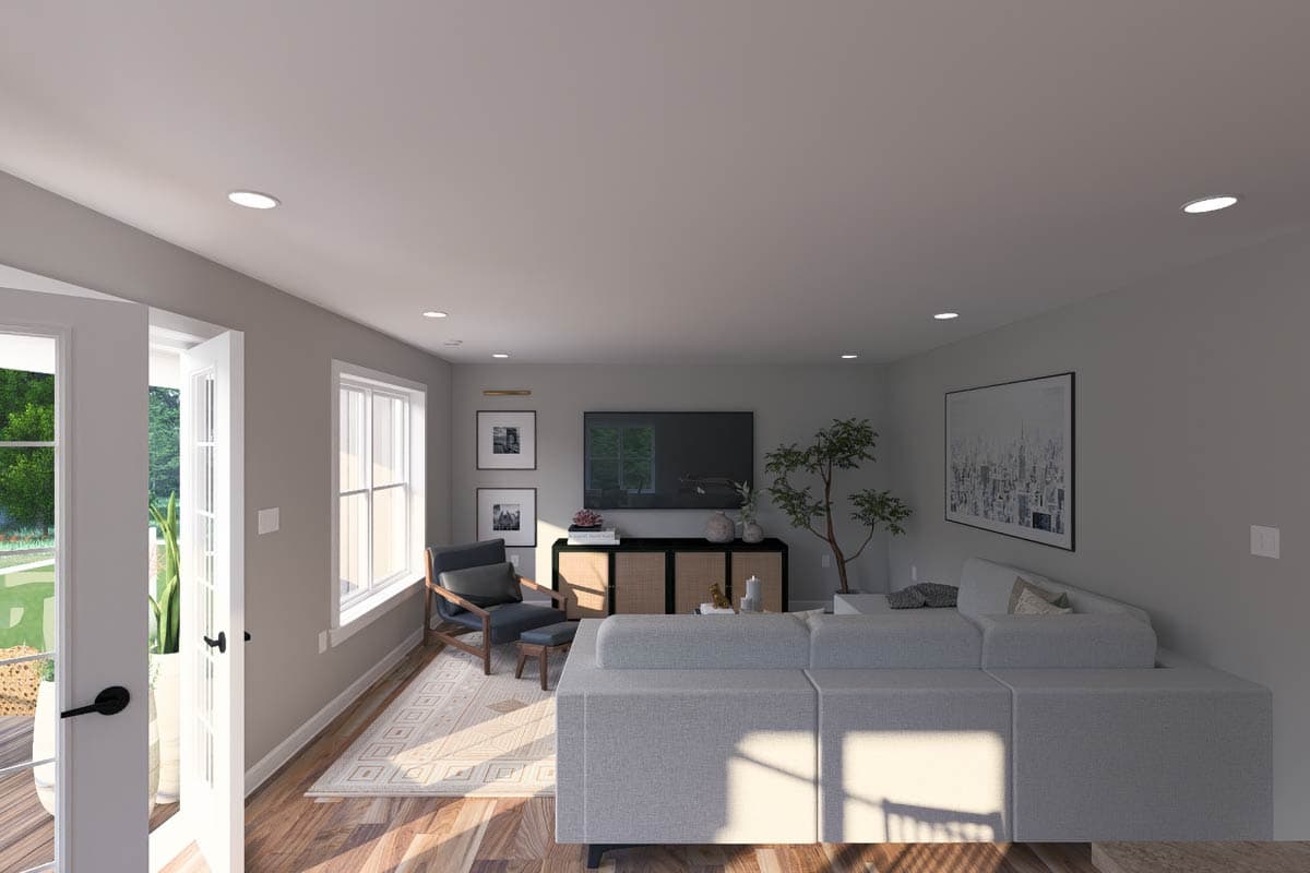 Plan 61629UT: 4-Bay Traditional Garage Plan with 1-Bedroom and Living Space Upstairs - 1219 Sq Ft - Image #9 - Traditional