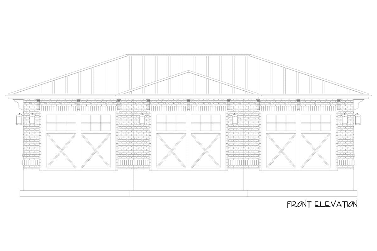Plan 61631UT: Stand Alone Garage with 3-Car Bay - 1335 Sq Ft - Image #6 - Traditional