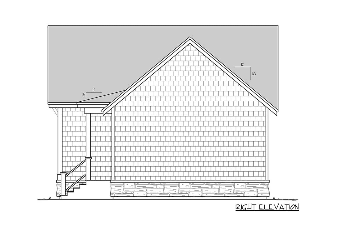 Plan 833072WAT: 2-Bed Cottage House Plan with Front Stoop Under 800 Sq Ft - Image #5 - Cabin, Cottage, Craftsman, Traditional
