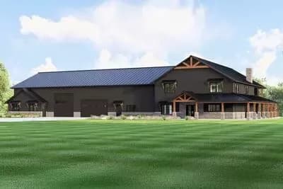 4-Bed Barndominium House Plan with Attached 2-Bed Apartment - 7781 Sq Ft