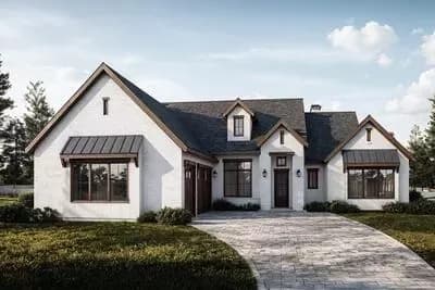 3-Bed Transitional House Plan with Vaulted Great Room and Flex Room - 2500 Sq Ft