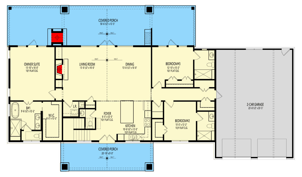 Plan 12338JL: Mountain Craftsman House Plan with Two-Story Great Room and Outdoor Kitchen - Floor Plan - Main Level - Country, Craftsman, Mountain, Rustic
