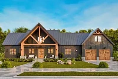 Mountain Craftsman House Plan with Two-Story Great Room and Outdoor Kitchen