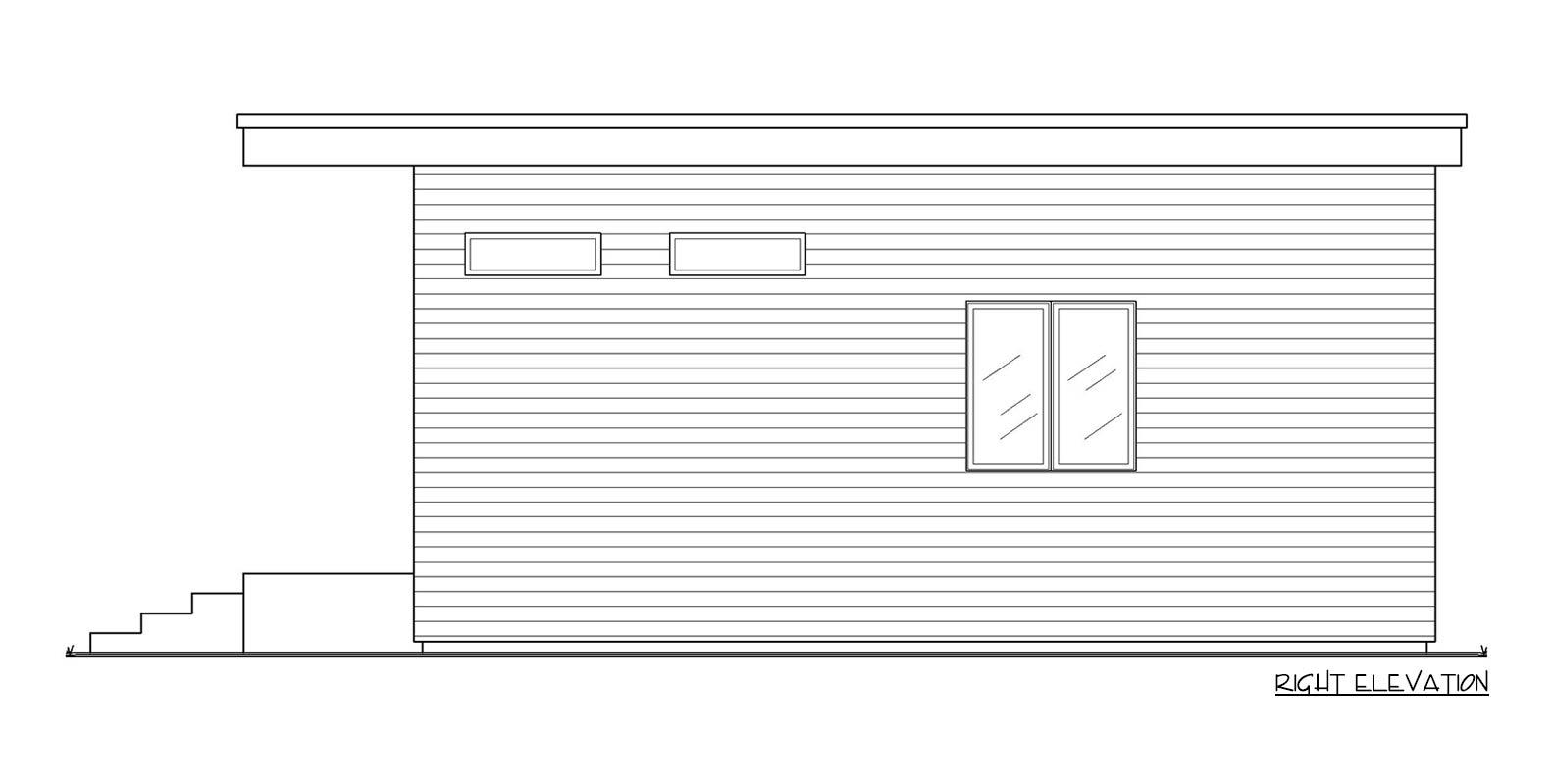 Plan 833074WAT: 2-Bed Modern-Style ADU House Plan with Open Entertainment Area Under 700 Sq Ft - Image #5 - Cabin, Cottage, Modern
