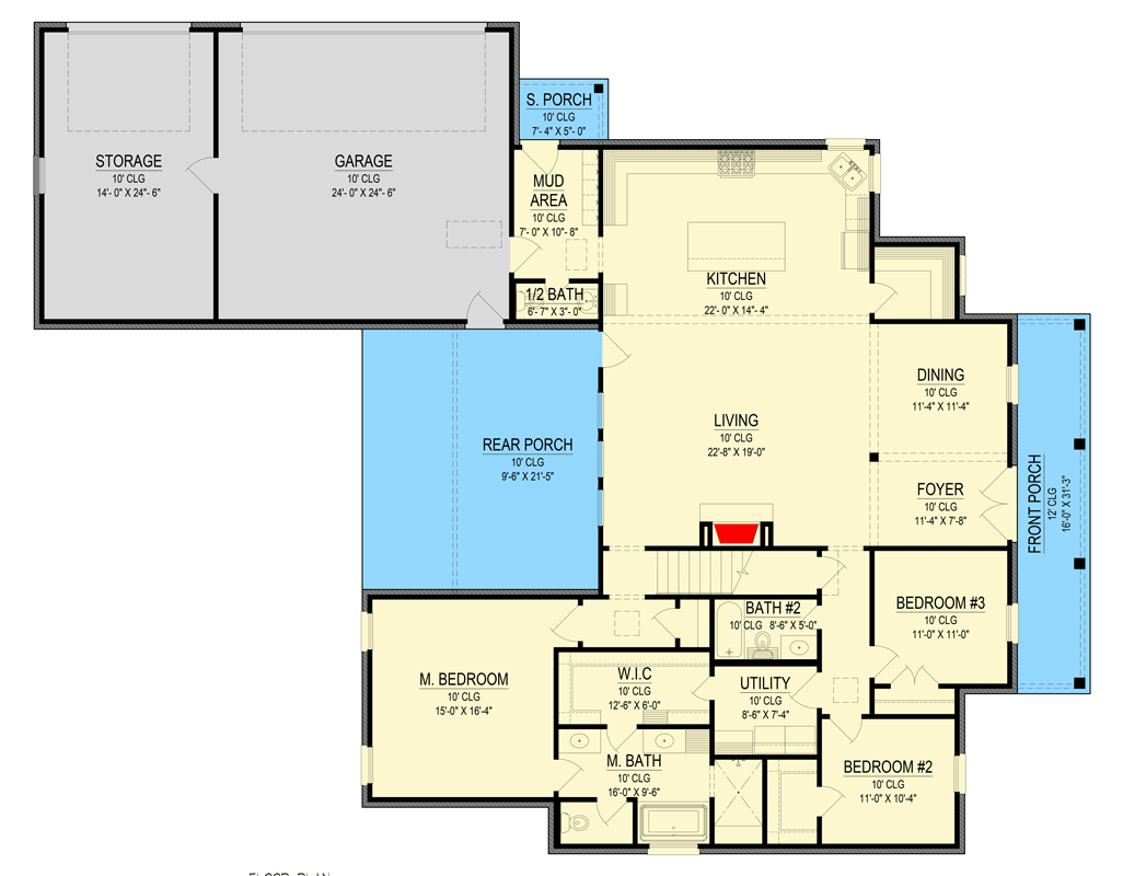 Plan 170009ADS: 3-Bed French Country House Plan with Game Room - 2856 Sq Ft - Floor Plan - Main Level - French Country, Southern