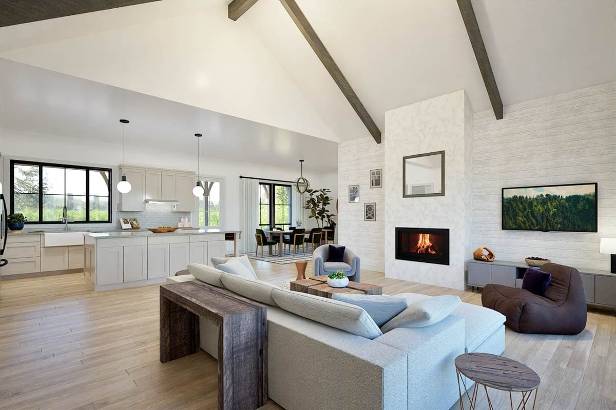Plan 470311REY: 3-Bedroom Modern Farmhouse Ranch Home Plan with Outdoor Kitchen - Image #2 - Modern Farmhouse, New American, Ranch, Traditional
