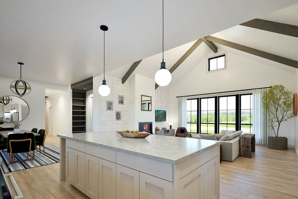 Plan 470311REY: 3-Bedroom Modern Farmhouse Ranch Home Plan with Outdoor Kitchen - Image #4 - Modern Farmhouse, New American, Ranch, Traditional