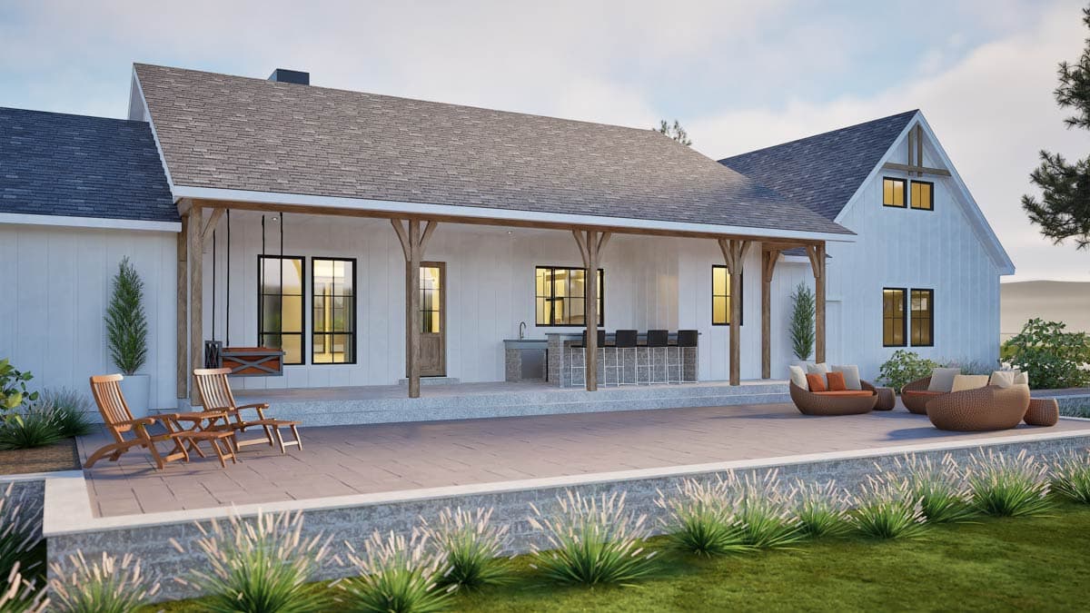 Plan 470311REY: 3-Bed Modern Farmhouse Plan with Outdoor Kitchen and Covered Back Patio - 2477 Sq Ft - Image #5 - Modern Farmhouse, New American