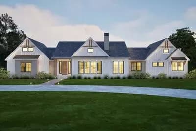 3-Bed Modern Farmhouse Plan with Outdoor Kitchen and Covered Back Patio - 2477 Sq Ft