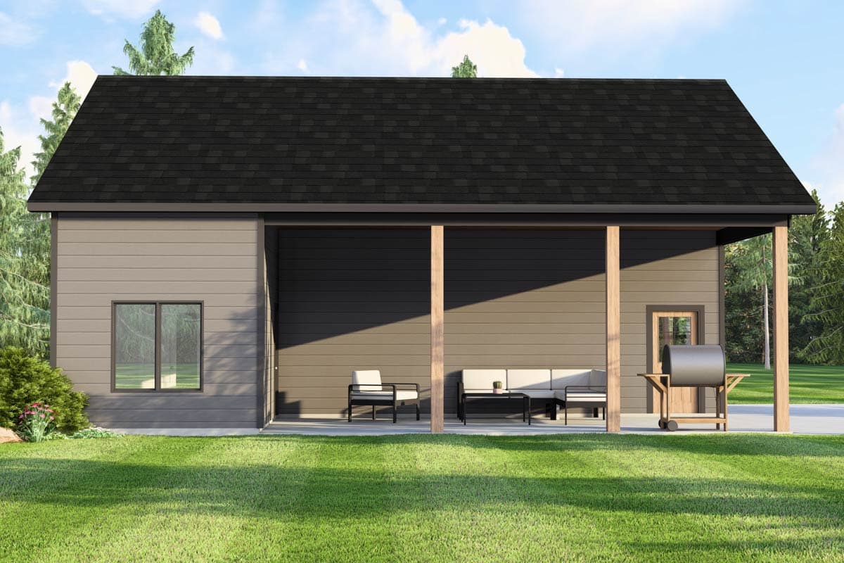 Plan 135358GRA: Charming 1-Bedroom Garage Apartment Plan with Covered Porch - Image #5 - Traditional