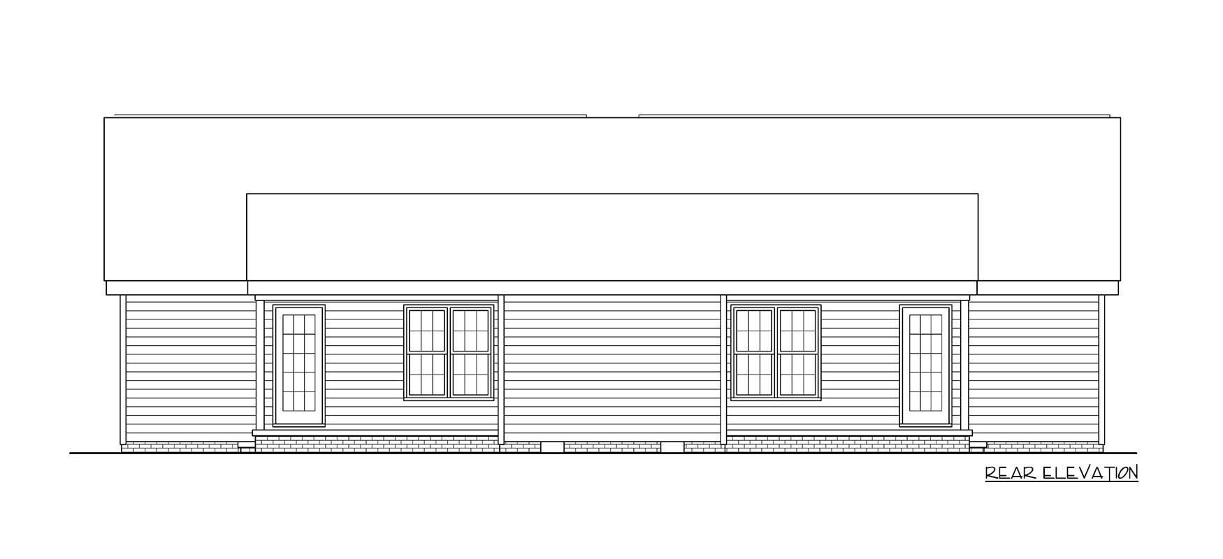 Plan 25883GE: 2-Bed Traditional-Style Duplex House Plan with Covered Porches - 985 Sq Ft - Image #7 - Traditional
